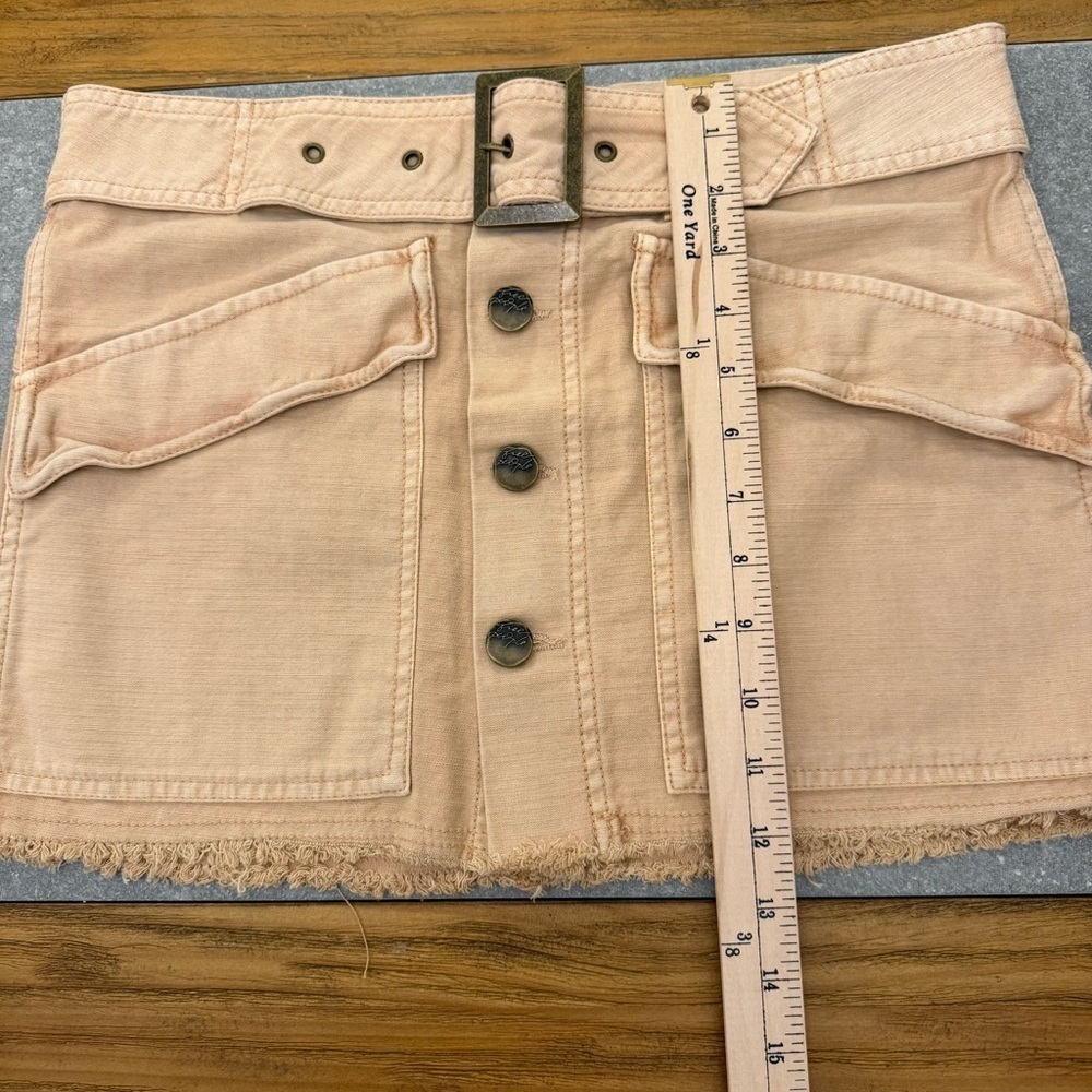 Free People Hang On Tight Belted Utility Mini Skirt in Sand Size 6 NWOT - Picture 14 of 14